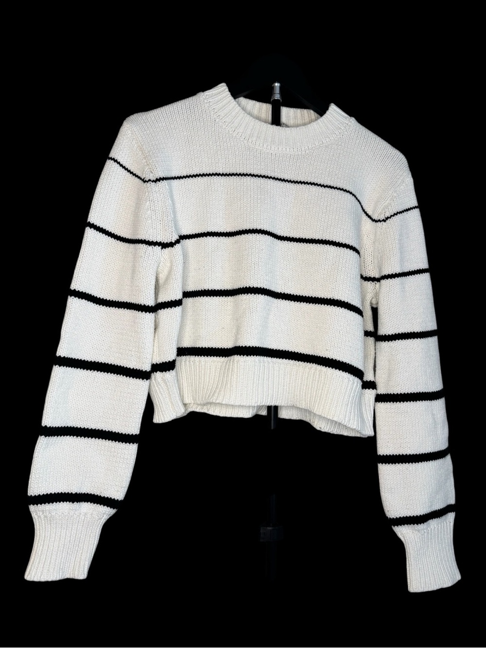 Z Supply Cream and Black Cropped Knit Sweater